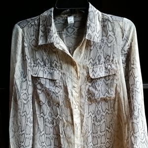 Old Navy Sheer Leopard Print Long Sleeve Top